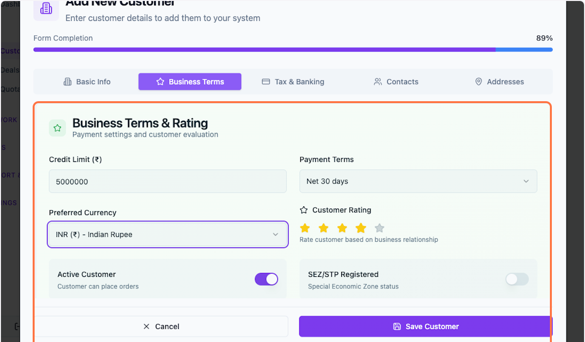 Complete business terms